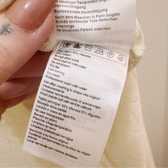 ba&sh Aviva Crochet Maxi Dress Short Sleeve Summer Button Up Pointelle Cream - Picture 5 of 9